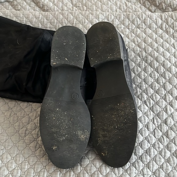 Mossimo faux suede black inside zipper tall boots moto boots Sz 10 - Picture 5 of 7